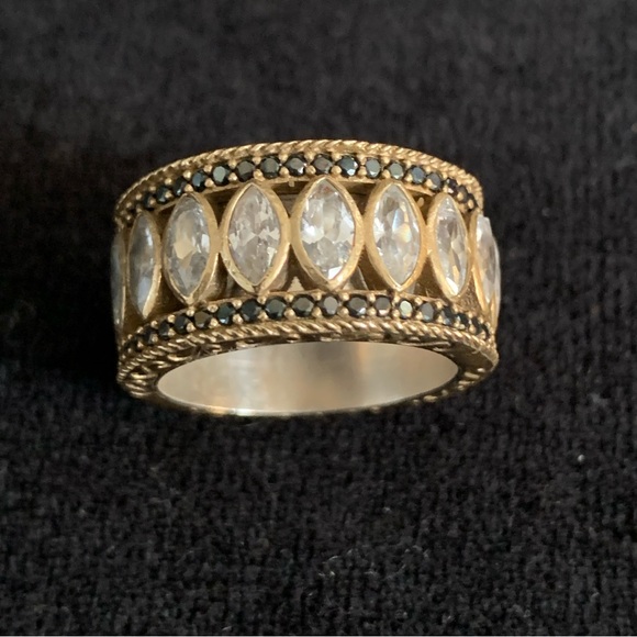 Art Deco Sterling Silver 925 Ring with stones Sterling Silver size 8 - Picture 3 of 7